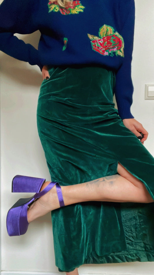 70s Velvet Maxi Skirt