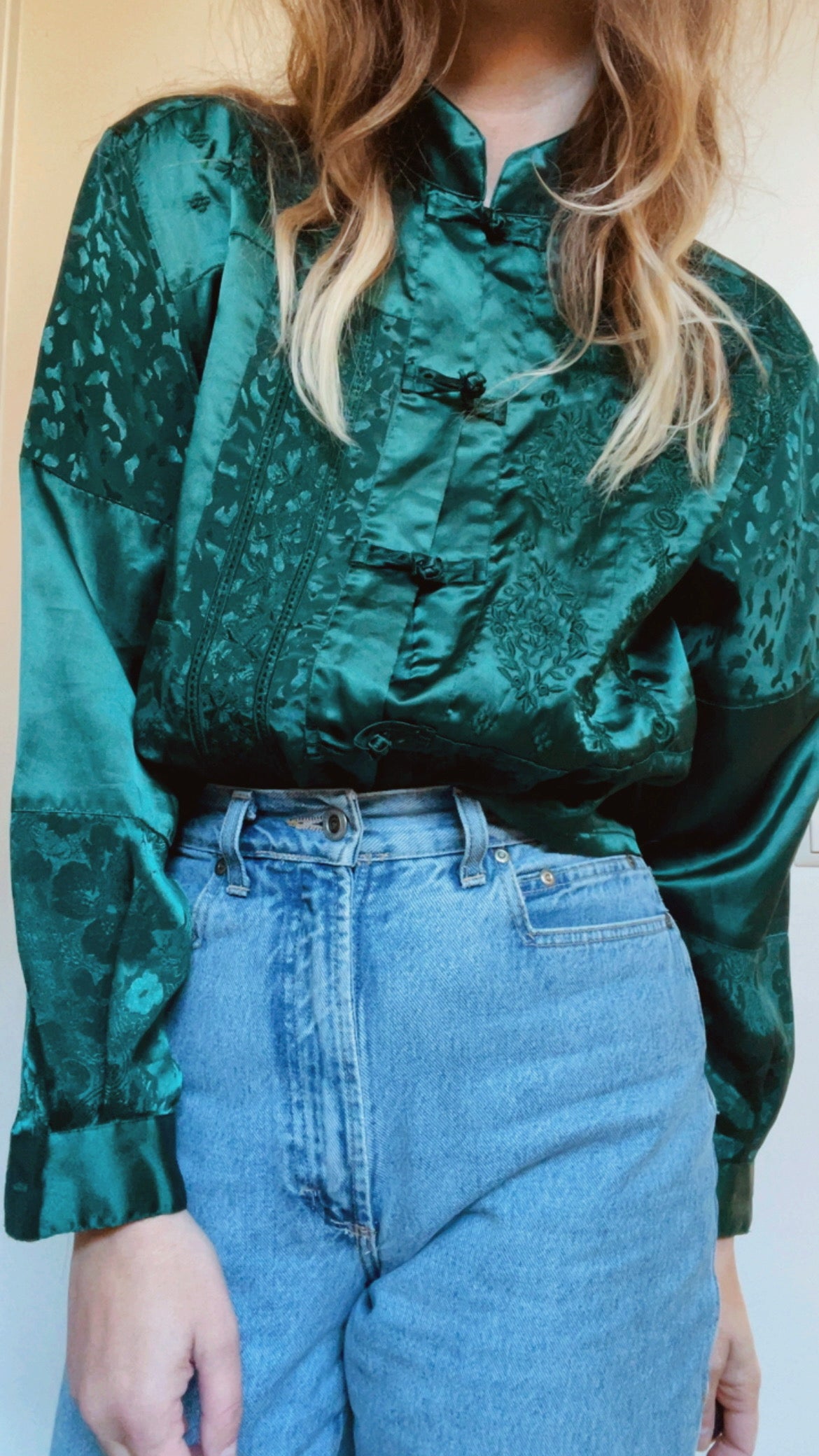 Blue Emerald Satin Top