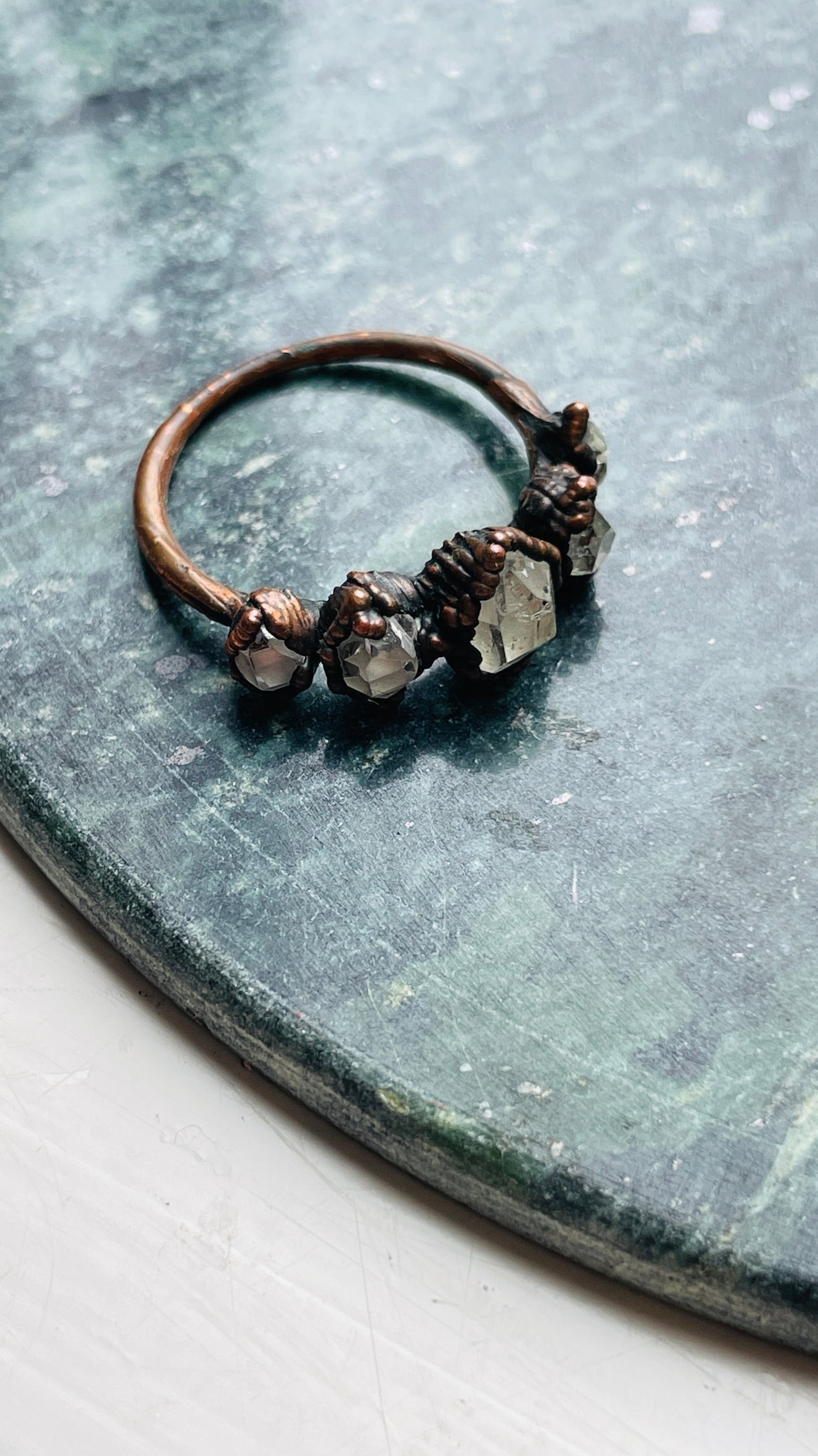 Copper and Crystal Ring