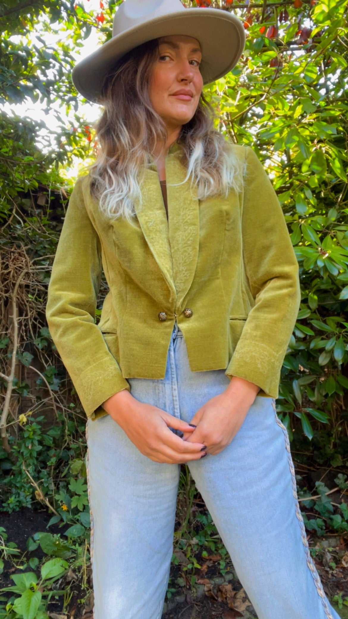 Olive Velvet Blazer