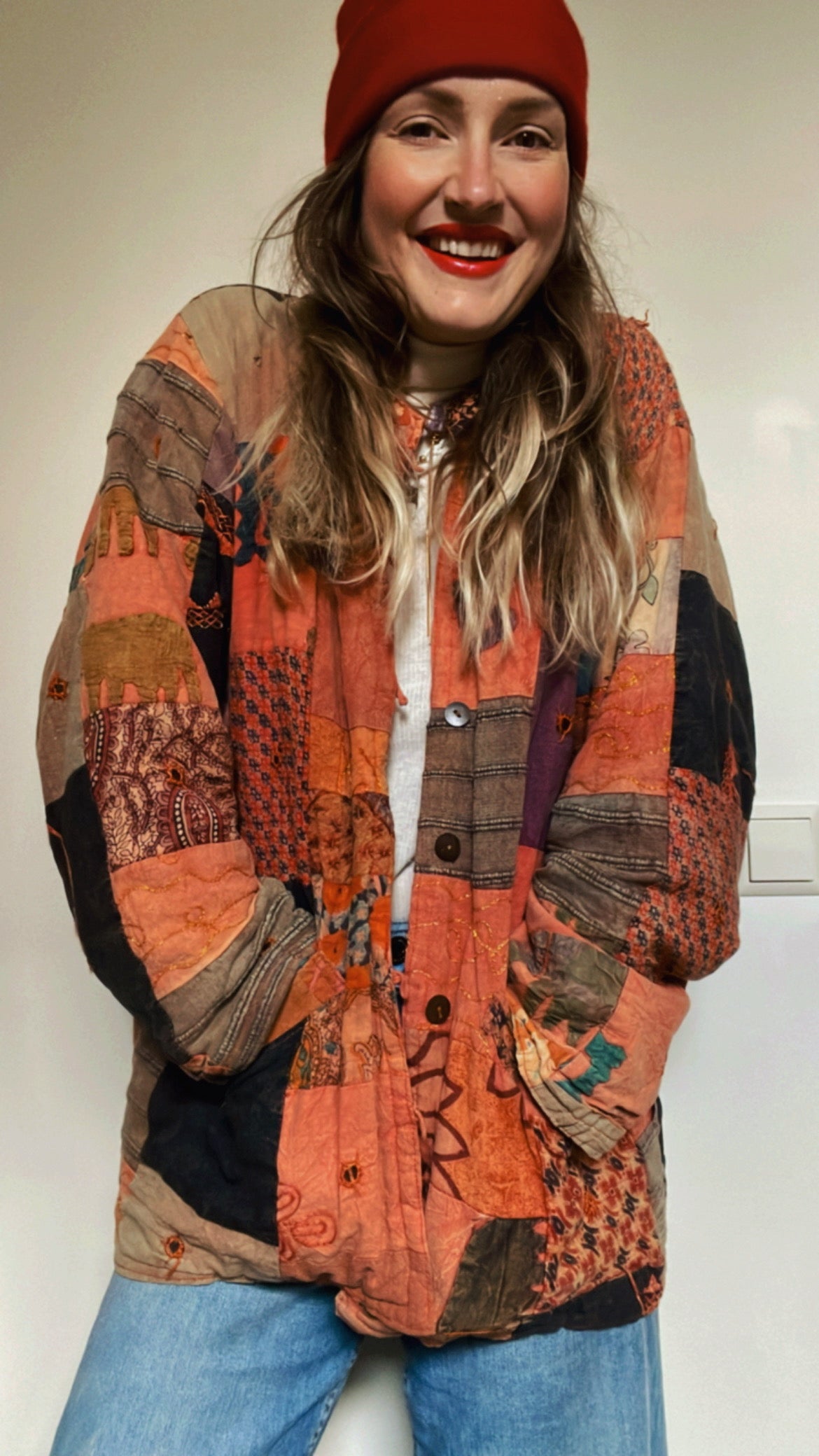 Kantha Jacket Peach