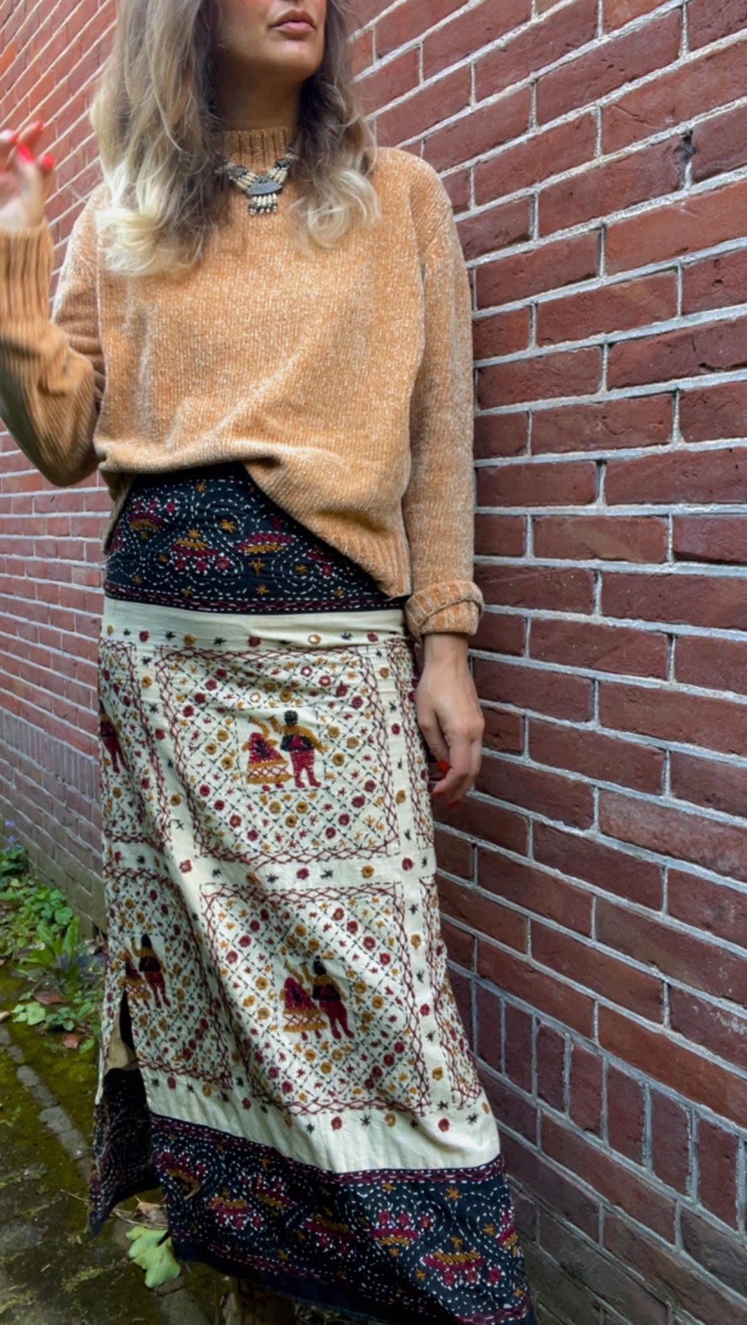 Kantha Mirror Skirt