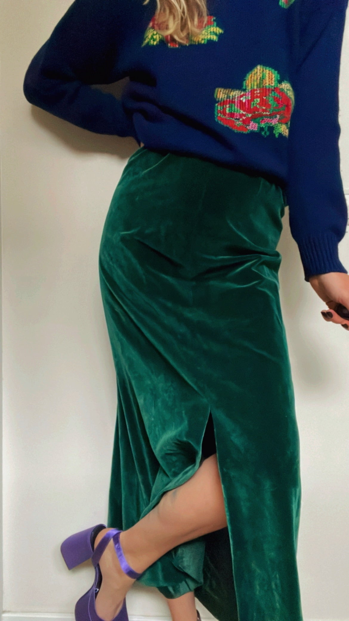 70s Velvet Maxi Skirt