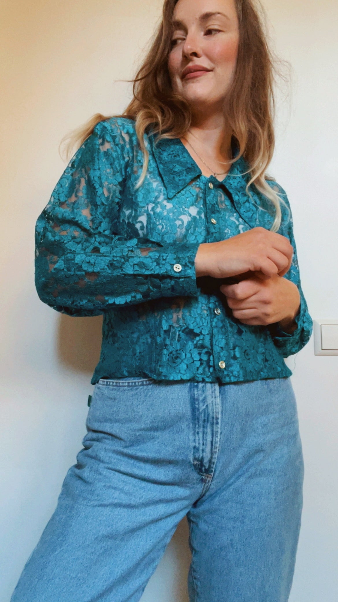 Turquoise Lace Top