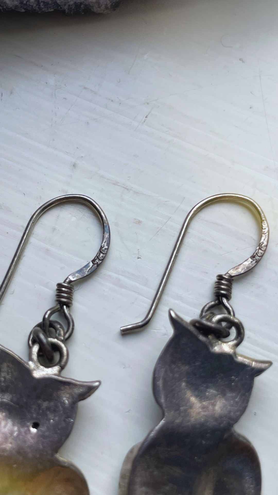 60s 925 Silver & Turquoise Owl Earrings