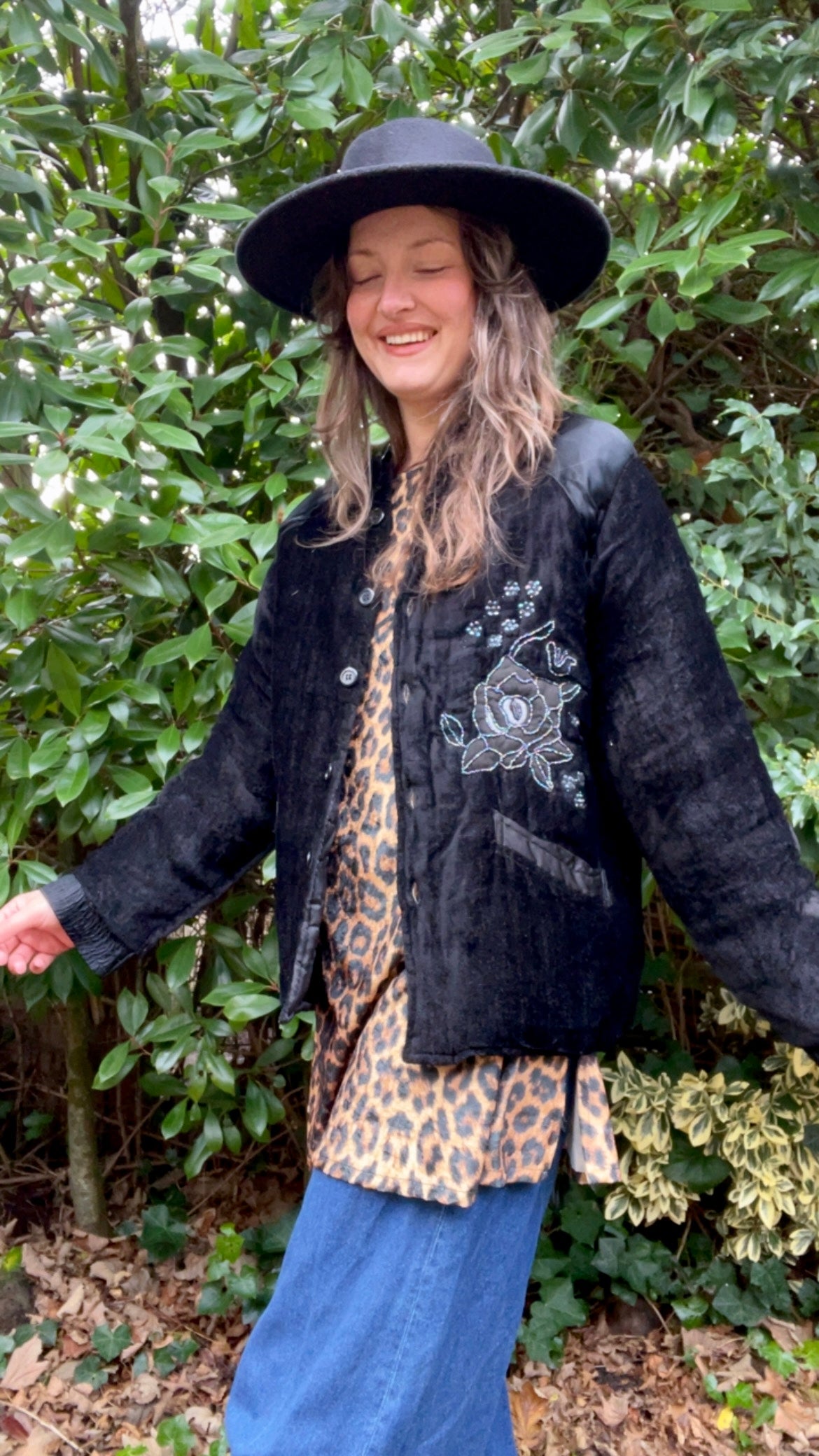 Velvet Rose Jacket – Indigo and Roses
