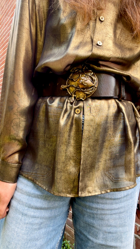 Brutalist Citrine Brass Belt