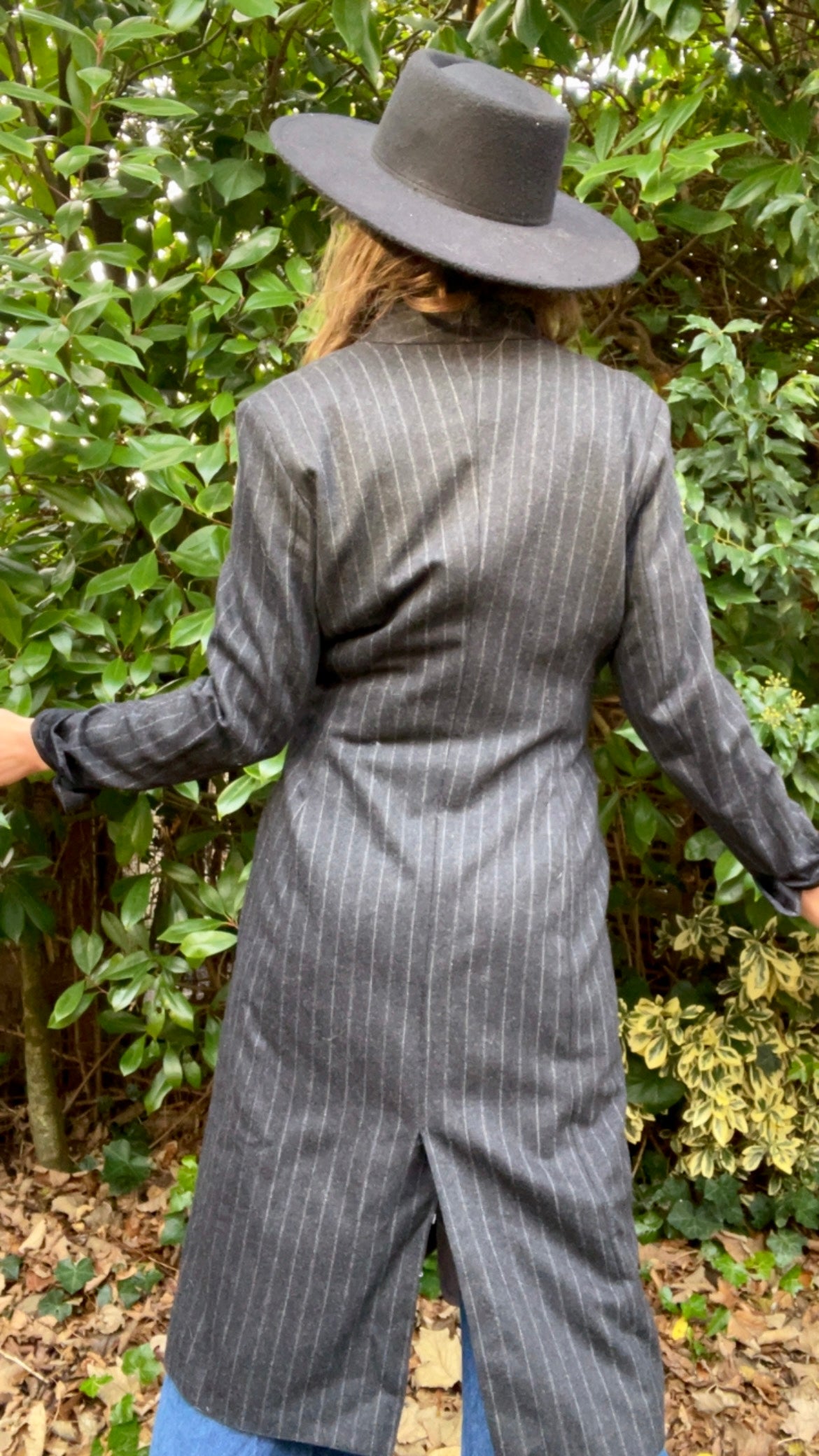 Wool Pin-stripe Maxi Coat