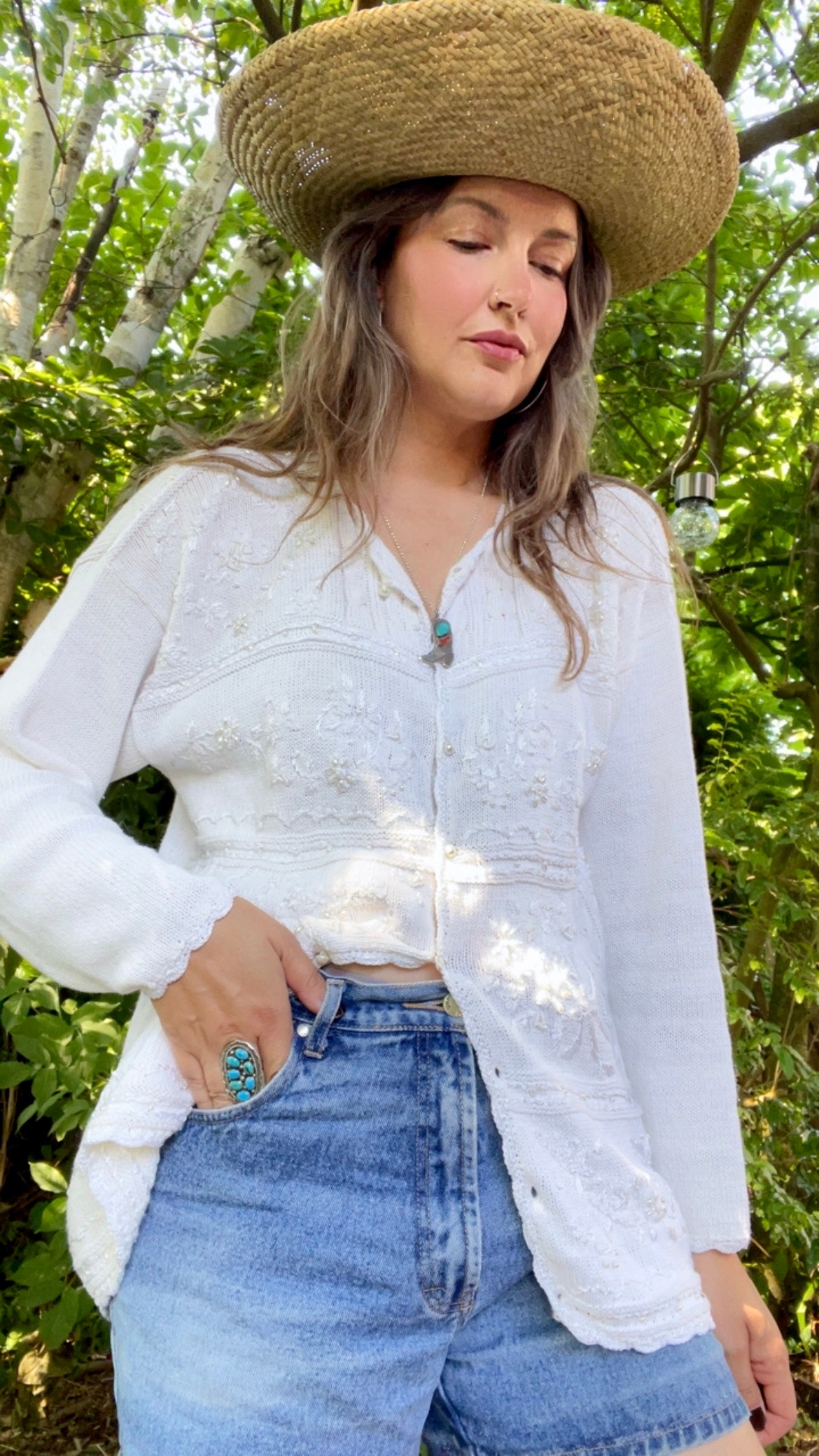 Bedazzled Cotton Cardigan