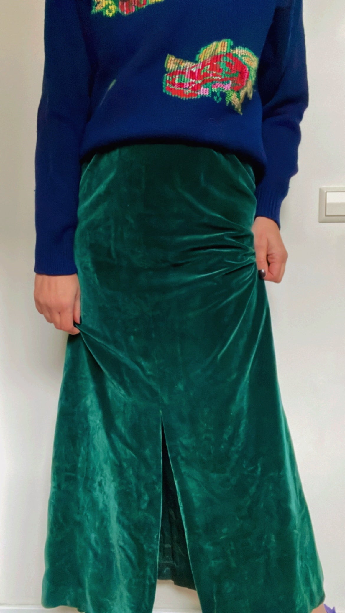 70s Velvet Maxi Skirt