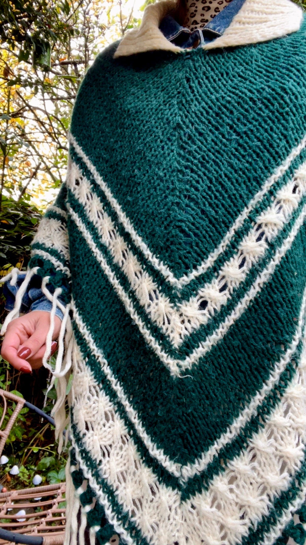 70s Poncho – Indigo and Roses