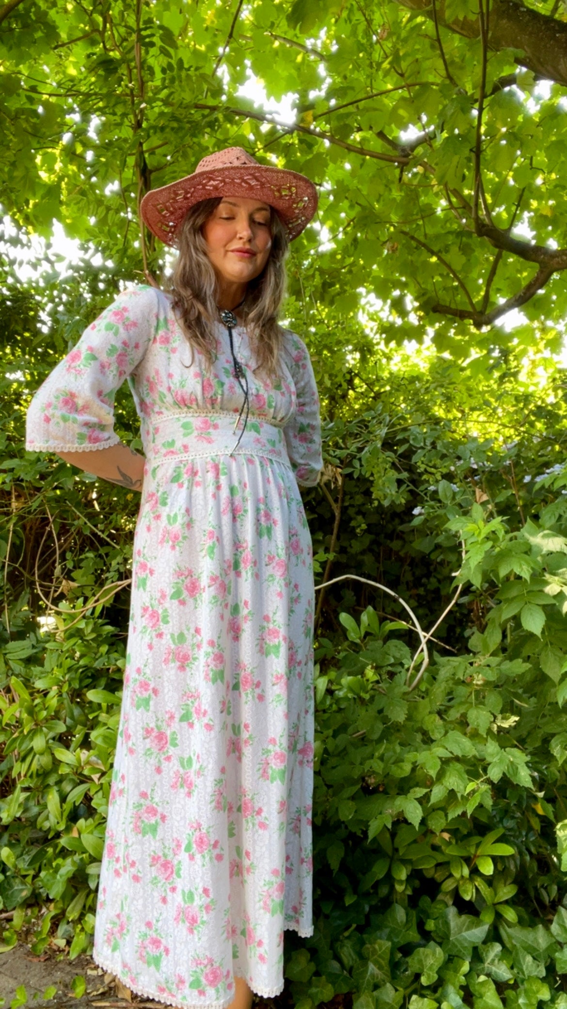 60s Floral Lace Gown