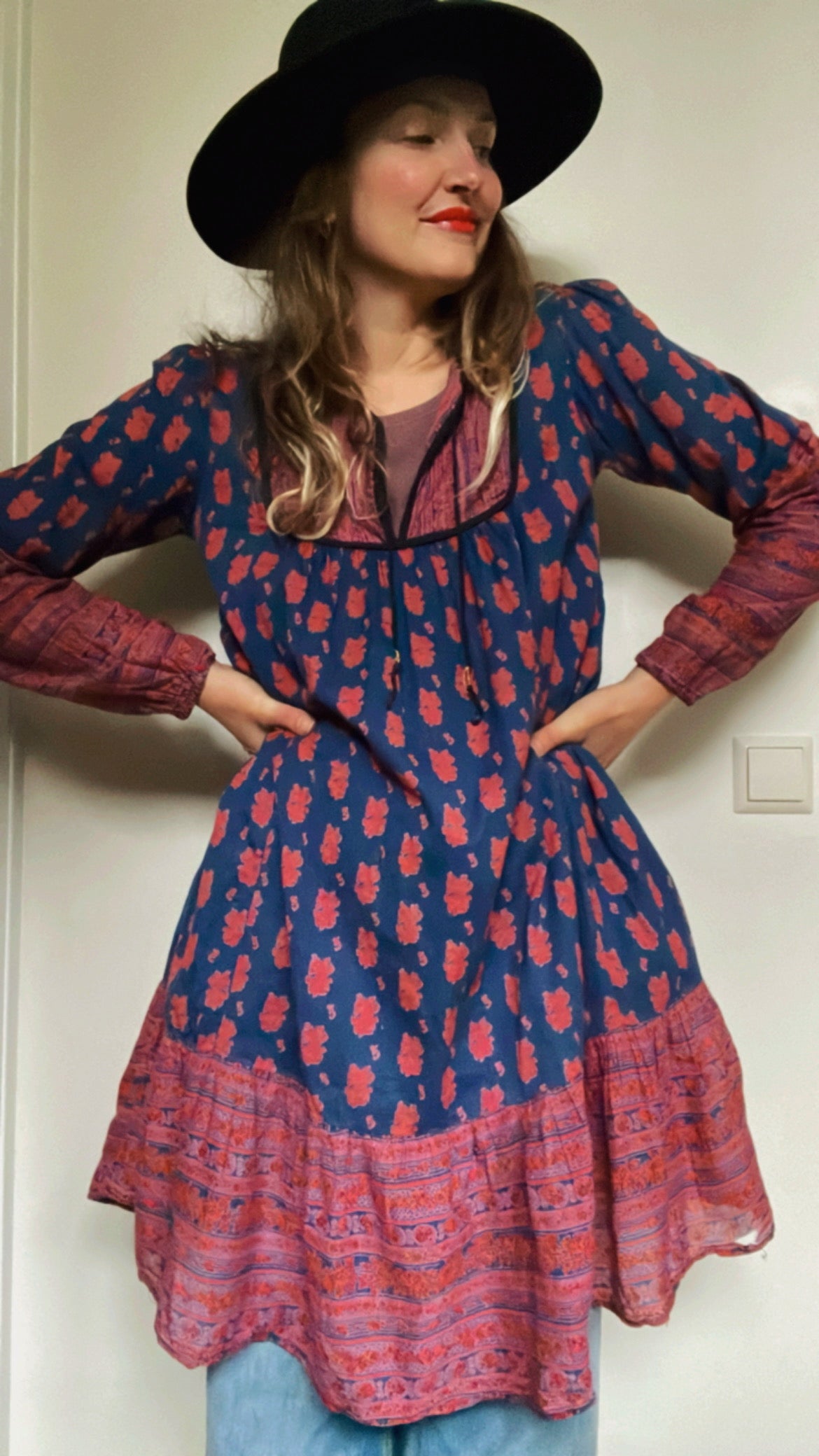 Gauze Block Print Dress