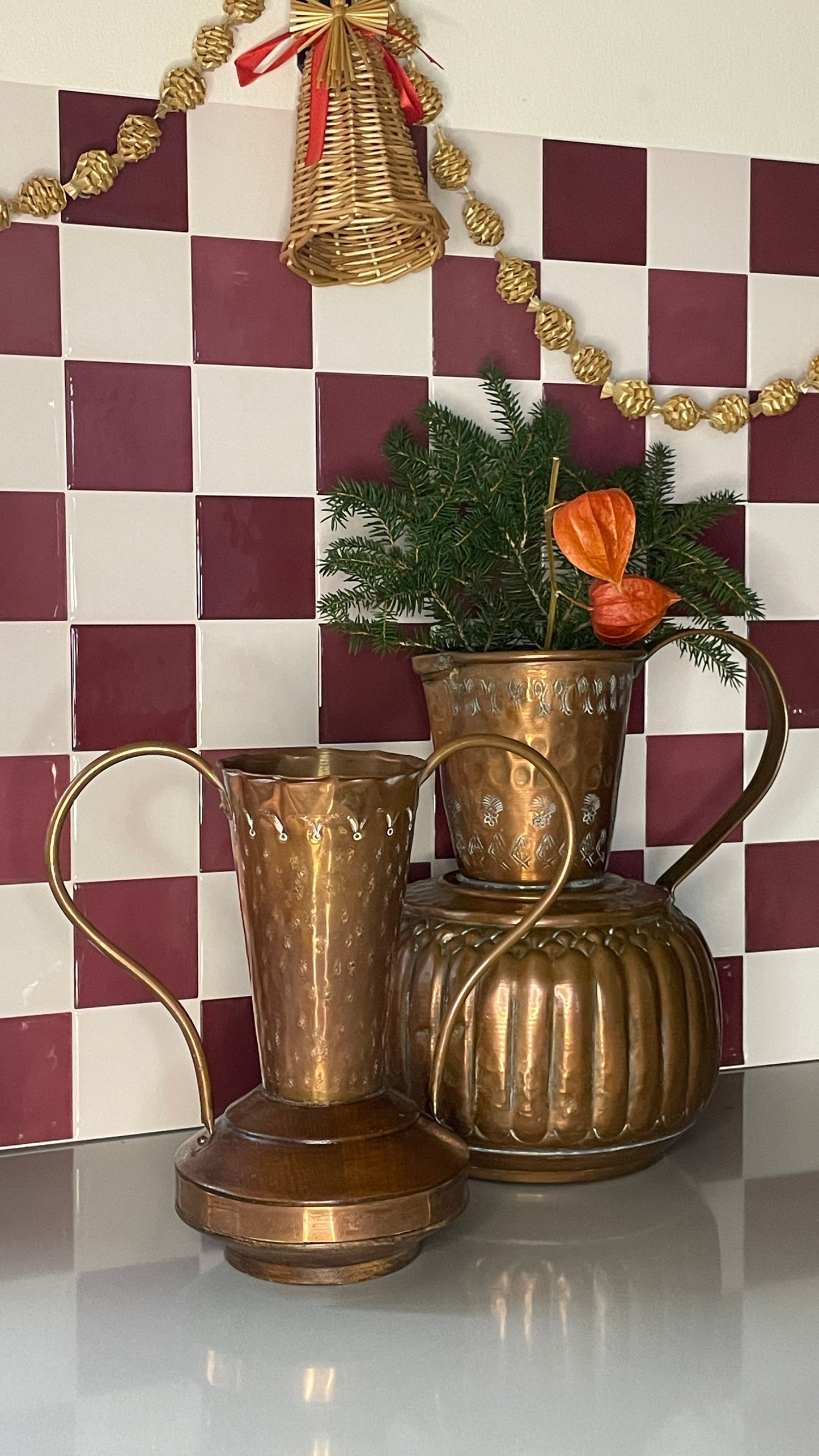 Copper Etched Vases