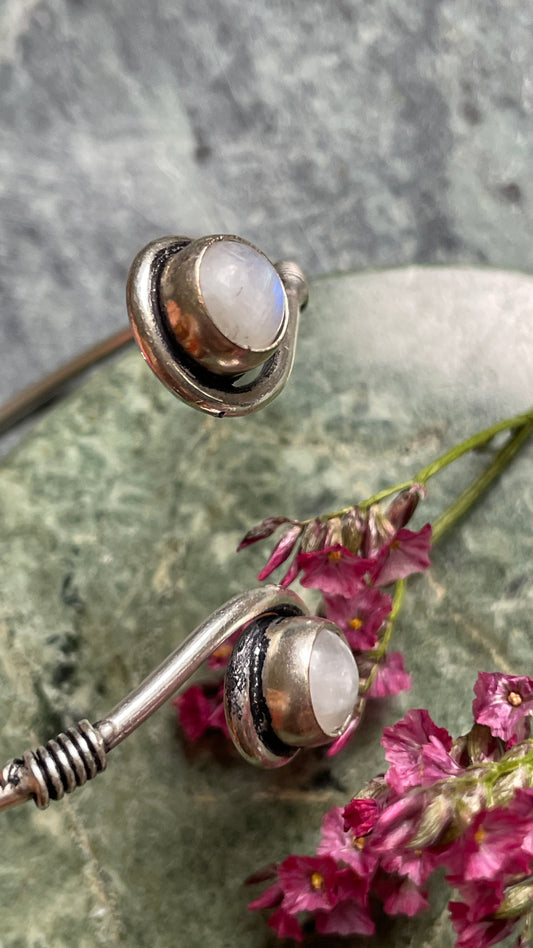 Silver plated moonstone cuff bracelet