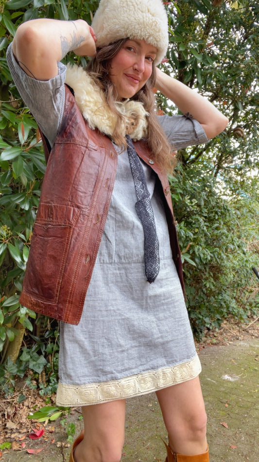 70s Leather Waistcoat