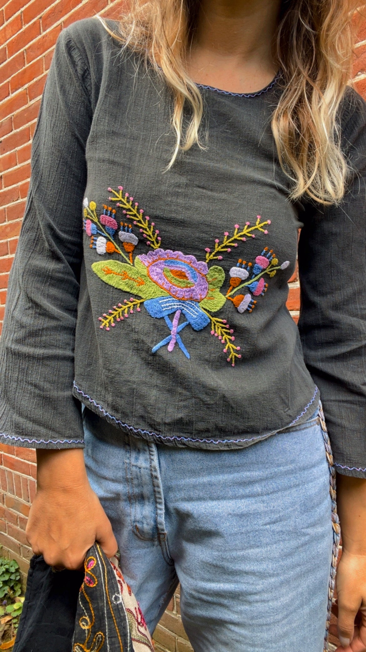 Embroidered 70s Top