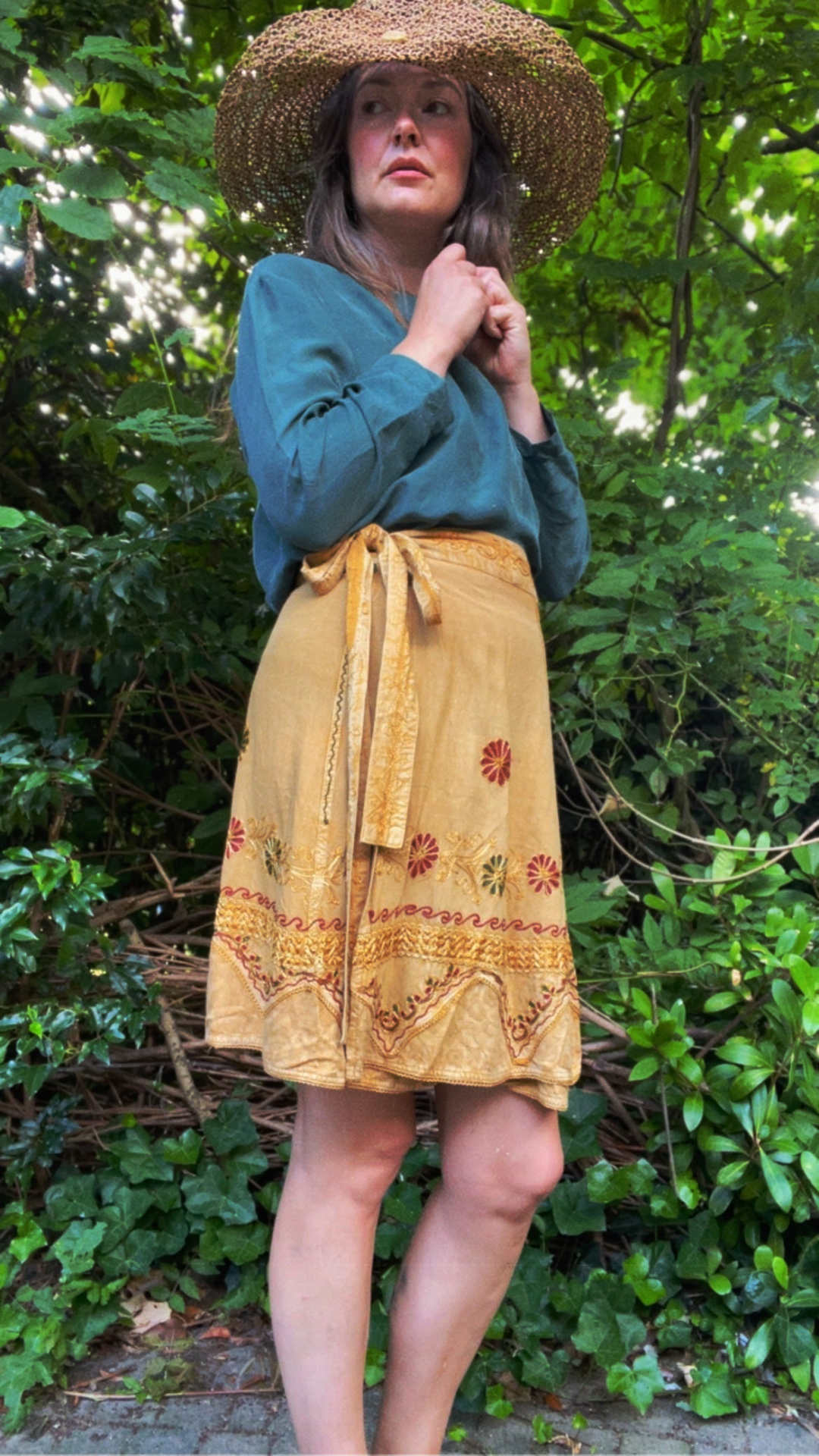 Embroidered Wrap Skirt