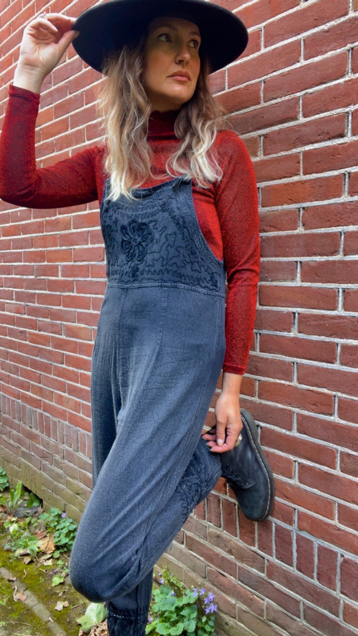 Embroidered Dungarees