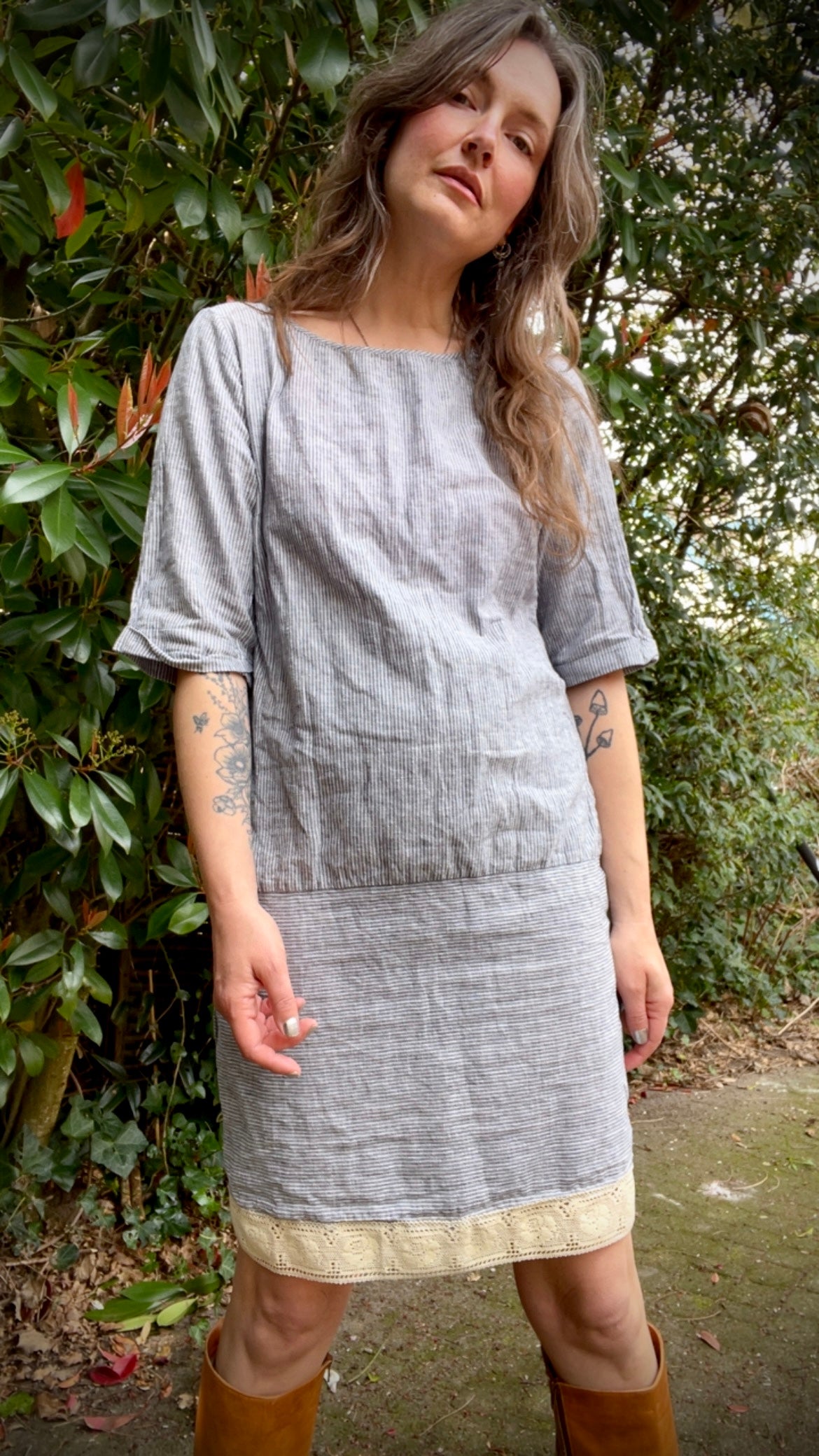 Reworked • Stripe & Lace Tunic