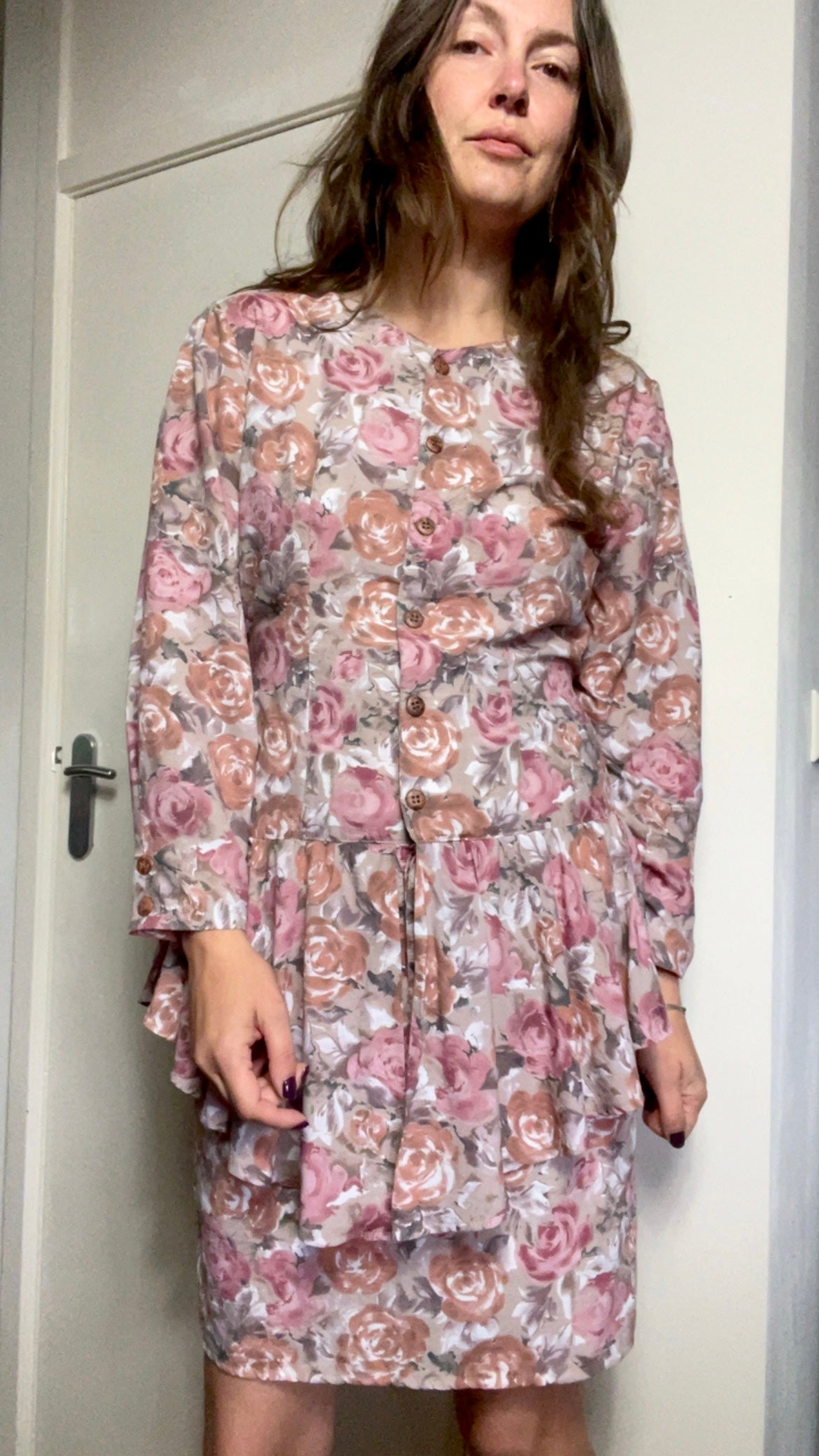 90s Peplum Roses Dress