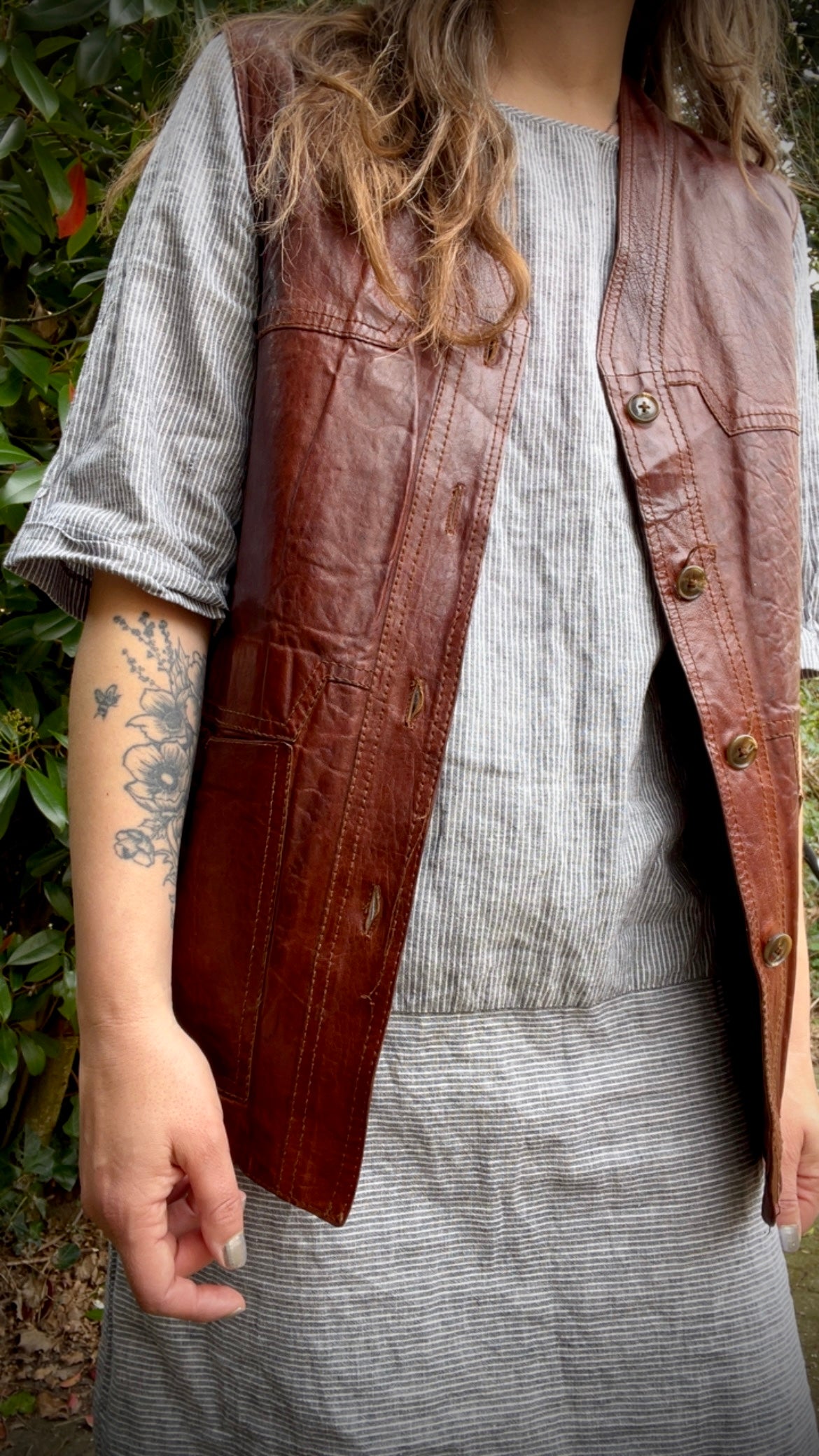 70s Leather Waistcoat