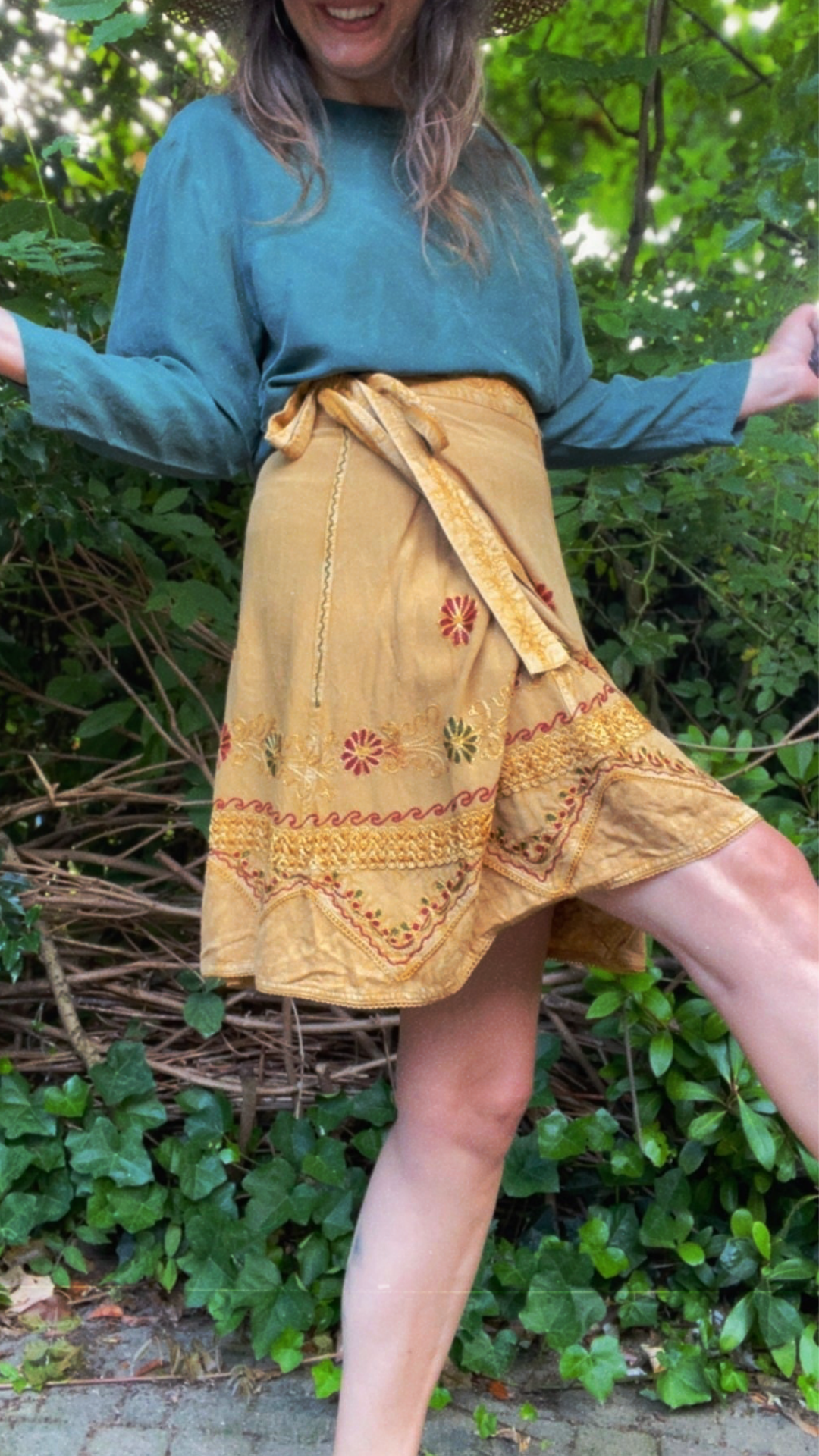Embroidered Wrap Skirt
