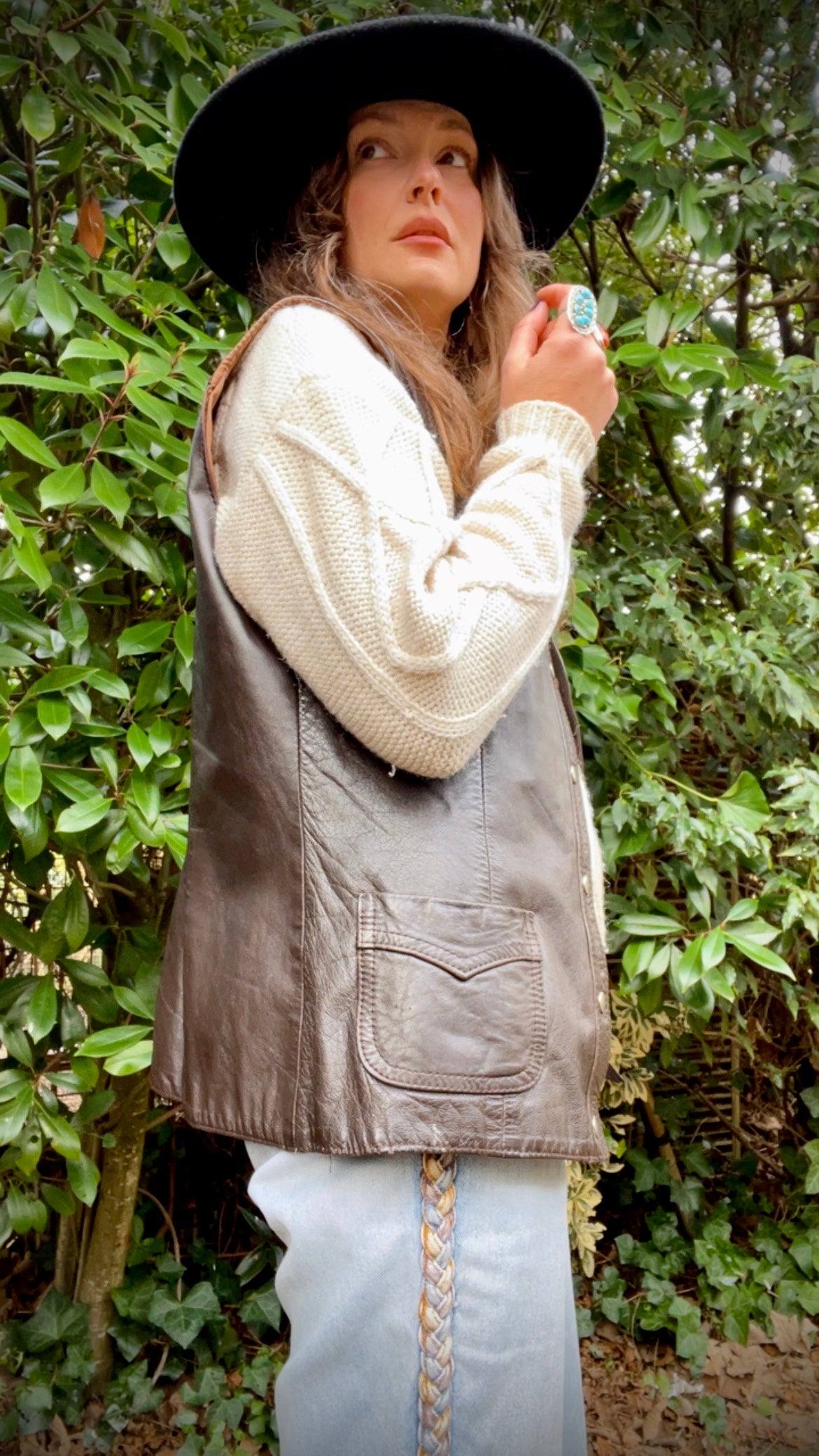 70s Leather Waistcoat