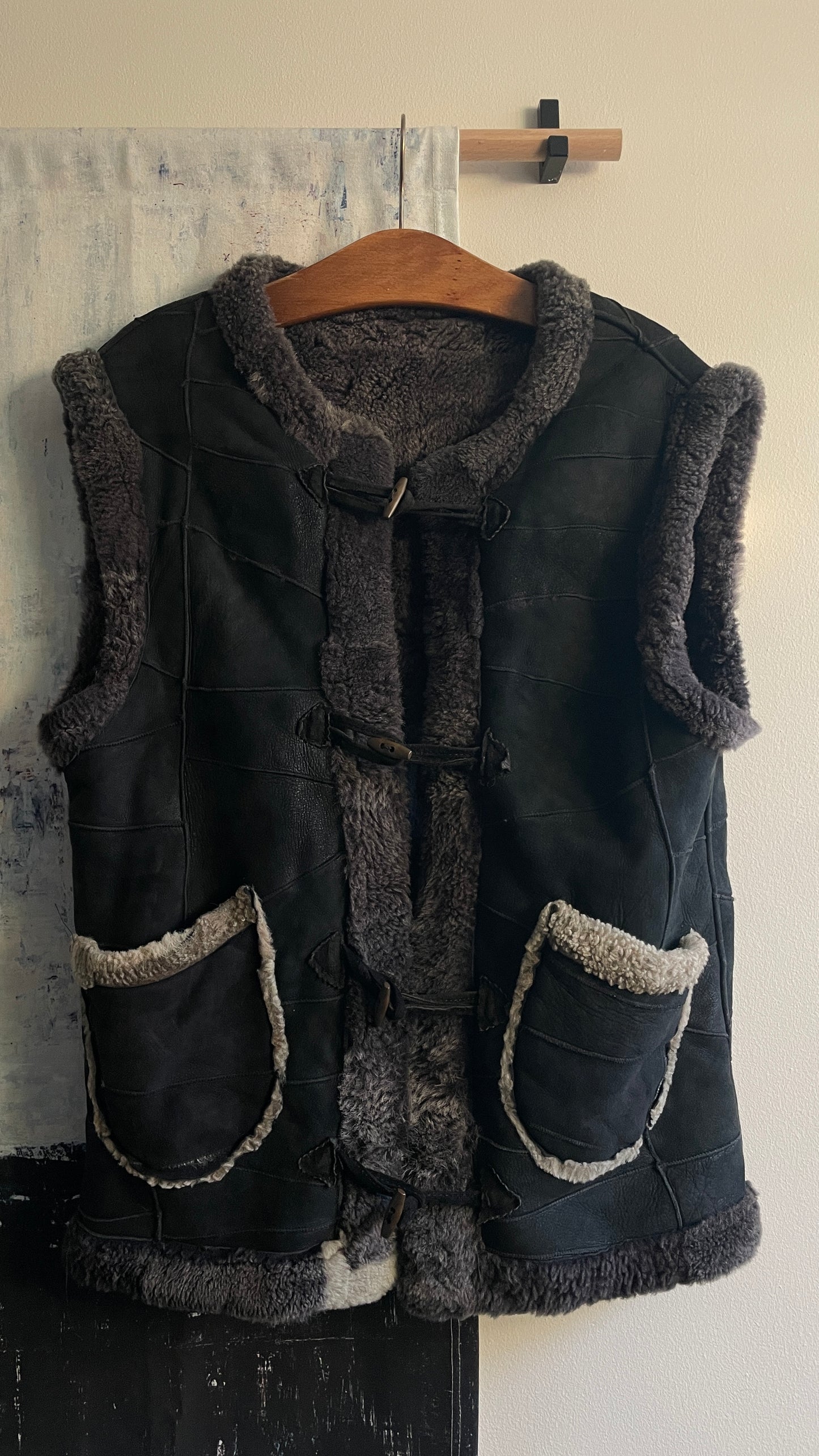 Patchwork Shearling Waistcoat