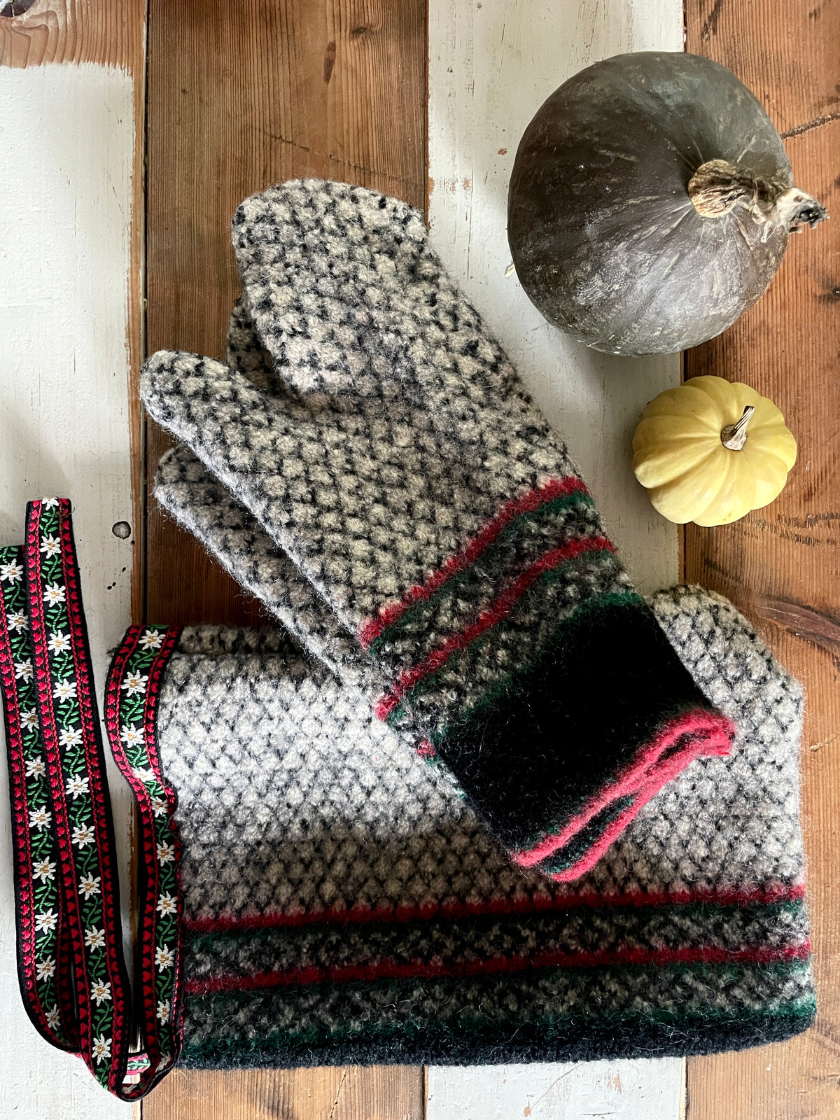 Reworked Bonnet & Mittens Set