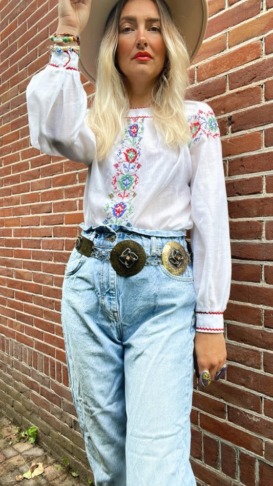 60s embroidered top