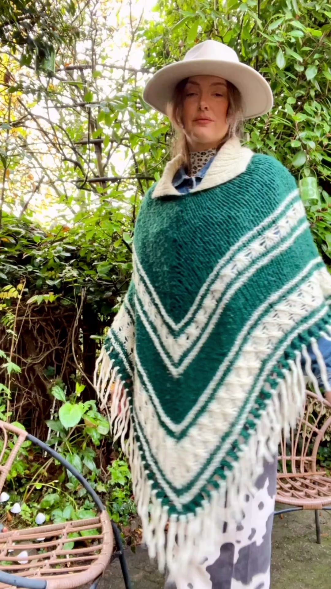 70s Poncho – Indigo and Roses