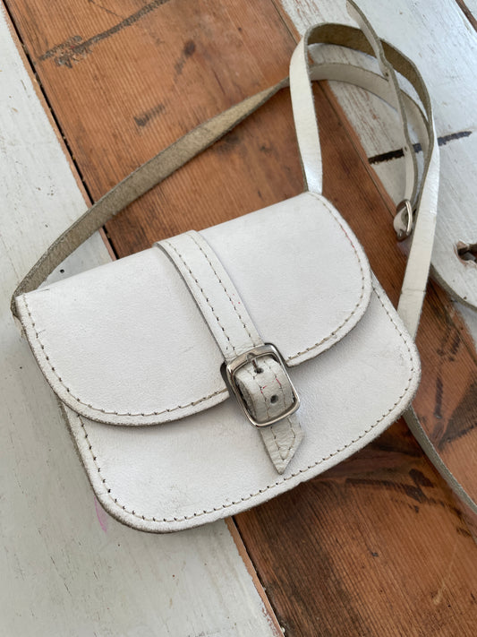 White leather mini purse
